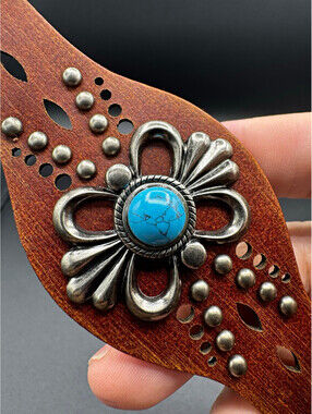 Most Wanted USA Leather Bracelet Turquoise Concho Western Boho NWT 9” 2001